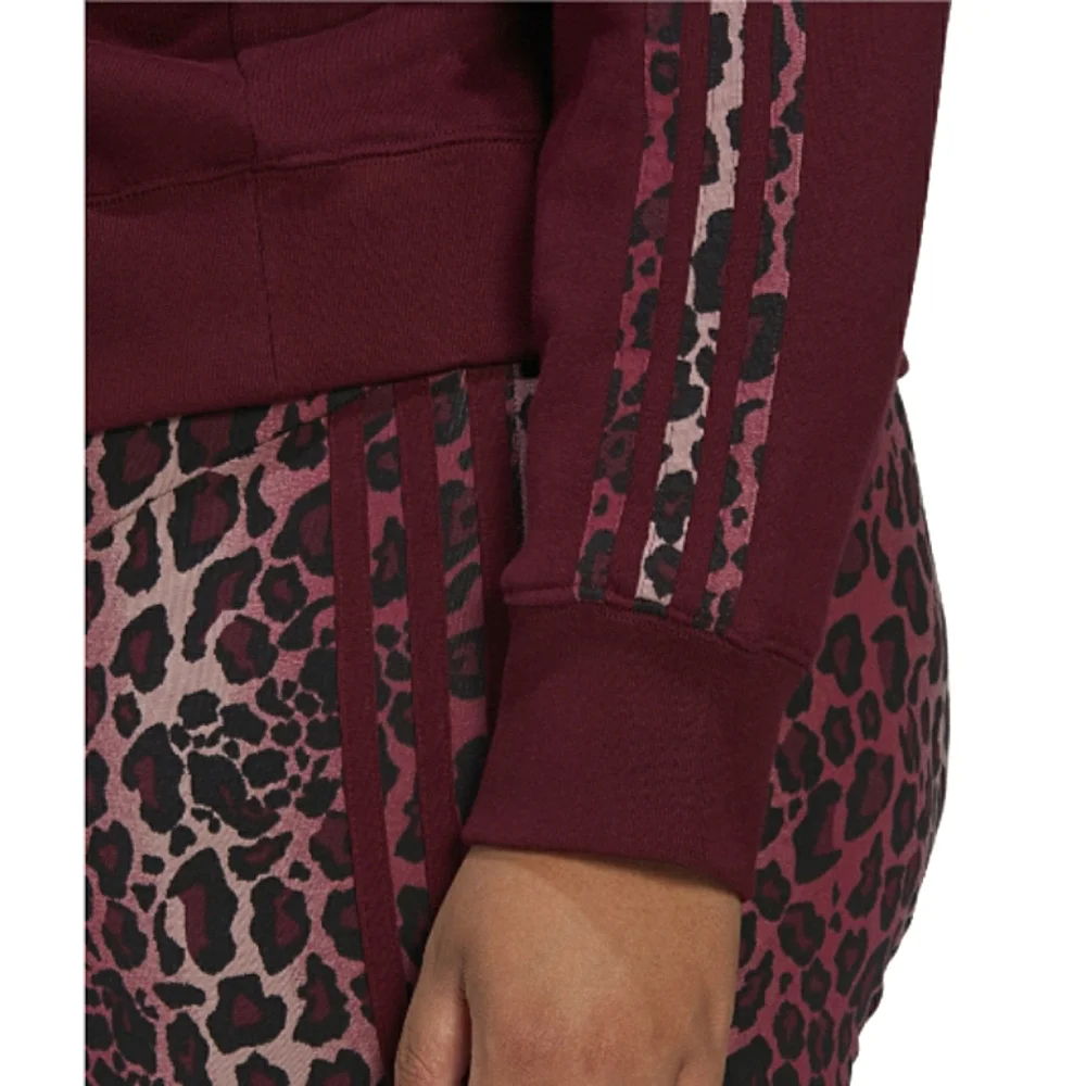 New w/Tags Adidas Originals 3-Stripe Leopard Plus-Size Logo Cropped Hoodie - 3X